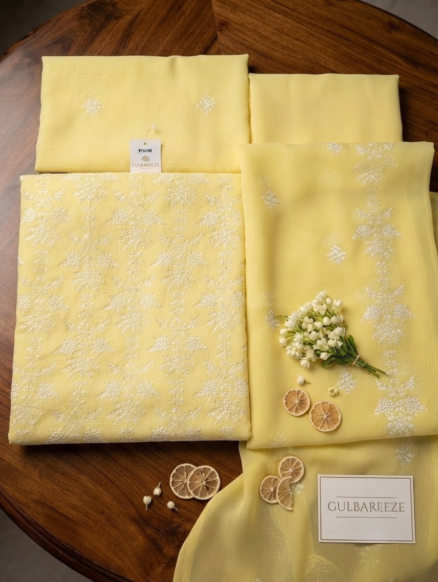 Lawn three piece with chiffon dupatta