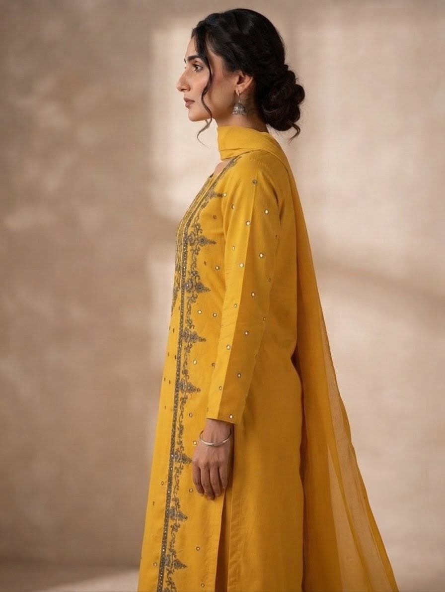 Lawn three piece with plane chiffon dupatta