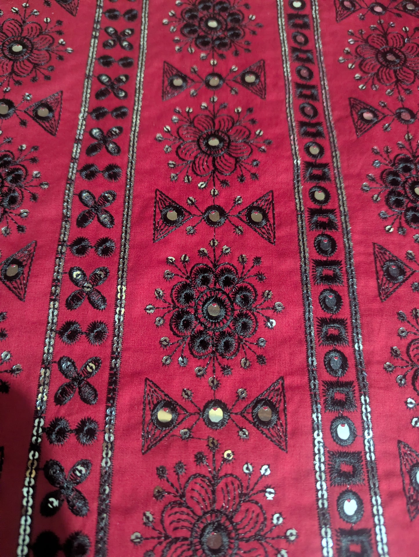 Lawn three piece with plain black chiffon dupatta