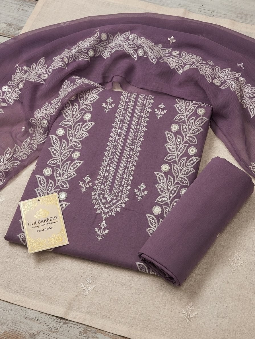 Pure lawn with chiffon dupatta
