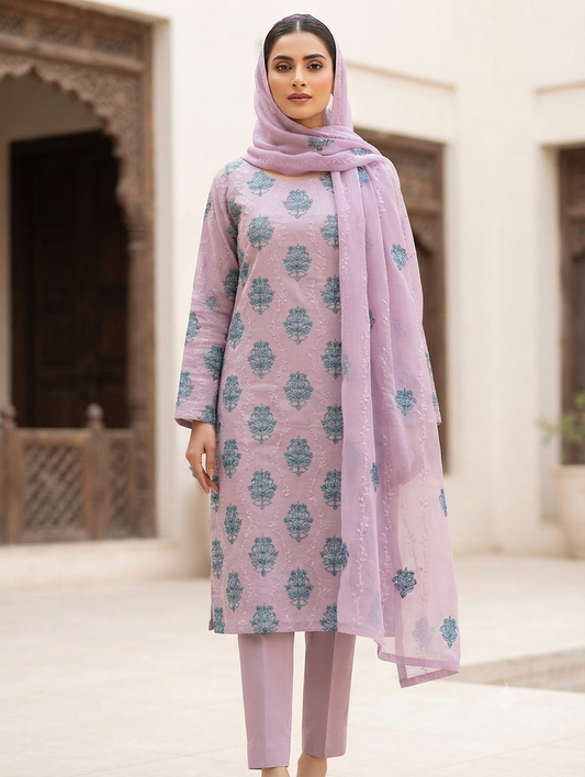 Karandi suit with chiffon dupatta