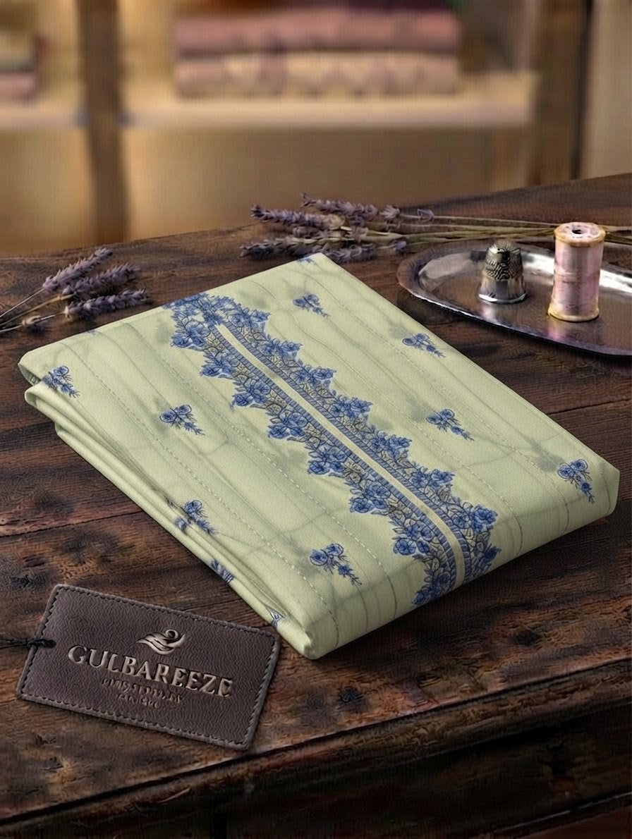 Pure lawn three piece with chiffon dupatta