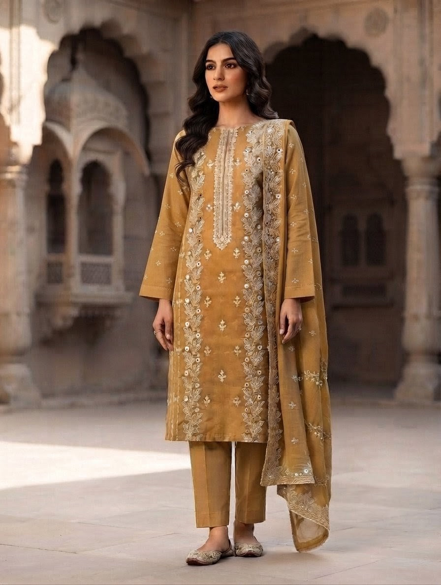 Pure lawn with chiffon dupatta