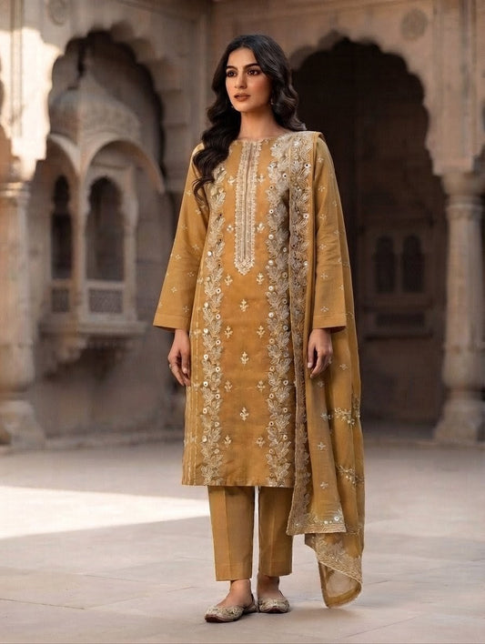 Pure lawn with chiffon dupatta