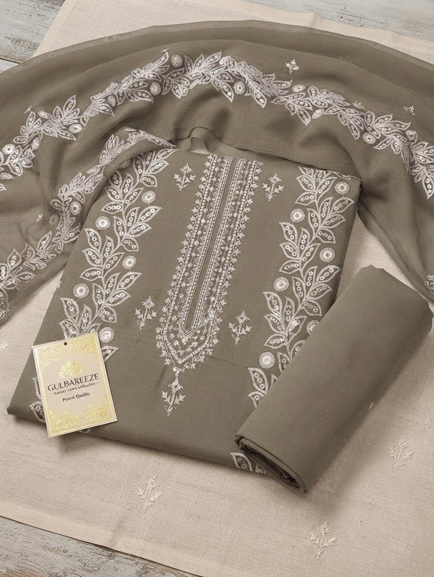 Pure lawn with chiffon dupatta
